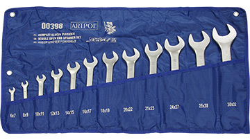 00398-W Kpl.kluczy płaskich dwustronnych 6-32mm/12szt.*(CrV)_satynowany